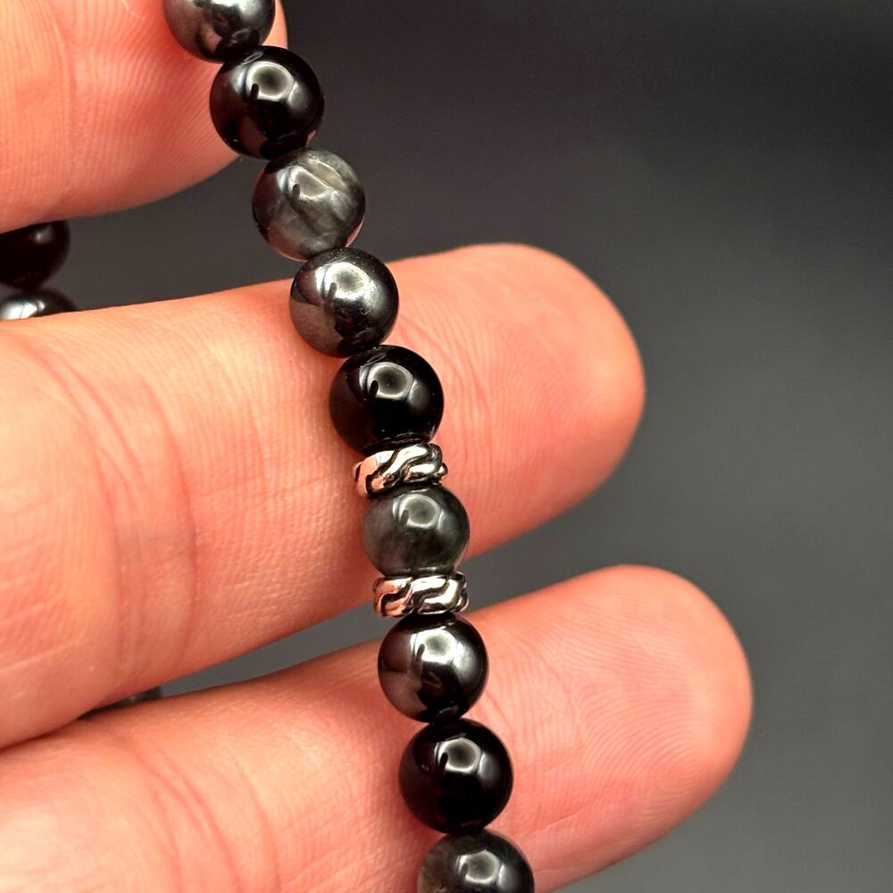 John Hardy Men’s Sterling Silver Beaded Bracelet Onyx Eagle Eye Hematite NIBWT - Picture 12 of 16
